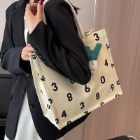 Canvas Tote Bag Handbag with hanging ornament & large capacity number pattern PC