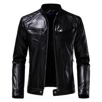 PU Leather Men Motorcycle Leather Jacket thicken Cotton printed skull pattern PC