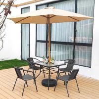 Polyester Fabrics & Poplar & Plastic foldable Sunny Umbrella 6 rid-frame & sun protection khaki PC