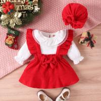 Cotton Girl Clothes Set & three piece & two piece Crawling Baby Suit & Hat & skirt patchwork Solid two different colored Set