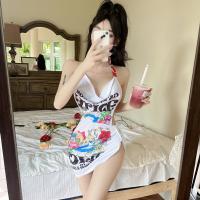 Polyester High Waist Sexy Package Hip Dresses irregular & backless & off shoulder printed Others multi-colored PC