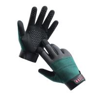 Microfiber Leather & Polyester Riding Glove hardwearing & anti-skidding & breathable patchwork grey and blue : Pair