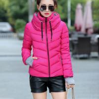 Polyester With Siamese Cap Women Parkas & thermal patchwork Solid PC