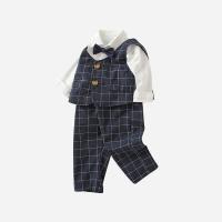 Cotton Boy Clothing Set & three piece vest & Pants & top patchwork Others two different colored Set