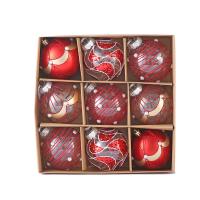 El plastico Bolas de decoración de Navidad, patrón diferente para la elección, más colores para elegir, 9PCs/Caja,  Caja