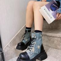 PU Leather Women Martens Boots hardwearing & anti-skidding Rubber Plastic Injection Solid Pair