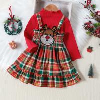 Cotton Slim Girl Two-Piece Dress Set & two piece skirt & top patchwork red Set