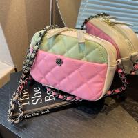 PU Leather Crossbody Bag contrast color & sewing thread Argyle PC