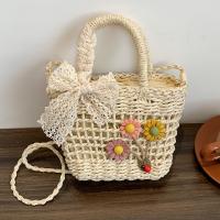 Straw with silk scarf Woven Tote attached with hanging strap PC