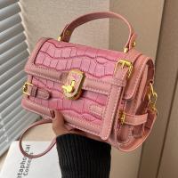 PU Leather Handbag embossing & soft surface & attached with hanging strap crocodile grain PC