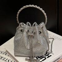 Polyester Handbag with chain & soft surface & with rhinestone PC