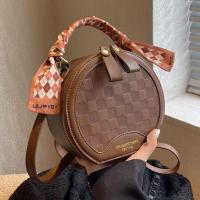 PU Leather with silk scarf Handbag bun & soft surface & attached with hanging strap PC
