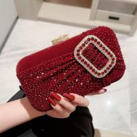 Velour Easy Matching Clutch Bag with chain & with rhinestone PC
