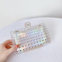 Acrylic & PU Leather Easy Matching Clutch Bag with chain & transparent & with rhinestone PC