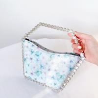 PU Leather Easy Matching Clutch Bag with chain & with rhinestone floral PC