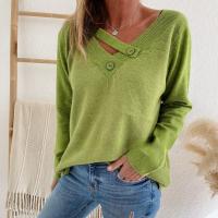 Polyester Women Sweater slimming & loose patchwork Solid PC