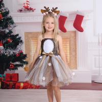 Chemical Fiber & Polyester Ball Gown Children Christmas Costume christmas design  brown PC