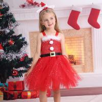Chemical Fiber & Polyester Ball Gown Children Christmas Costume christmas design  red PC