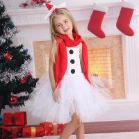 Chemical Fiber & Polyester Ball Gown Children Christmas Costume christmas design  white PC