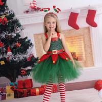 Chemical Fiber & Polyester Ball Gown Children Christmas Costume christmas design  green PC