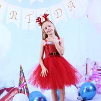 Chemical Fiber & Polyester Ball Gown Children Christmas Costume christmas design  red PC