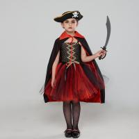 Nylon & Polyester Children Pirate Costume Halloween Design  red and black Set