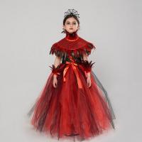 Nylon & Polyester Children Witch Costume Halloween Design  red and black PC