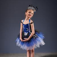 Nylon & Polyester Ball Gown Children Halloween Cosplay Costume  blue PC