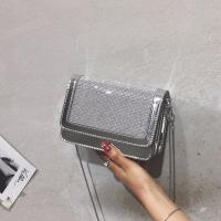 PU Leather Box Bag Crossbody Bag with chain & soft surface silver PC