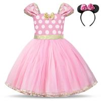 Polyester Princess & Ball Gown Girl One-piece Dress Hair Band & skirt printed dot PC