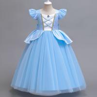 Polyester Princess & Ball Gown Girl One-piece Dress Cute  patchwork light blue PC