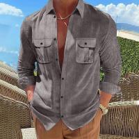 Polyester Men Long Sleeve Casual Shirts & loose PC