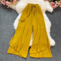 Acrylic Wide Leg Trousers Women Long Trousers slimming patchwork Solid : PC