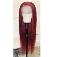 Human Hair mid-long hair & can be permed and dyed Wig wine red PC