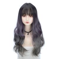 High Temperature Fiber mid-long hair & Wavy Wig Can NOT perm or dye & for women purple PC