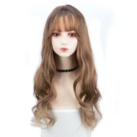 High Temperature Fiber mid-long hair & Wavy Wig for women khaki PC
