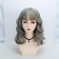 High Temperature Fiber Wavy Wig Can NOT perm or dye & for women green PC