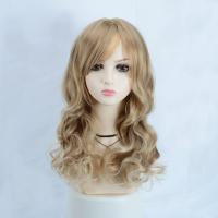 High Temperature Fiber mid-long hair & can be permed and dyed & Wavy Wig for women gold PC
