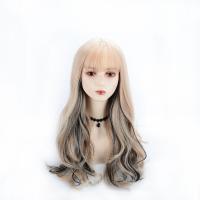 High Temperature Fiber mid-long hair & Wavy Wig Can NOT perm or dye & for women Dark Brown PC