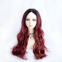 High Temperature Fiber mid-long hair & Wavy Wig Can NOT perm or dye & for women wine red PC