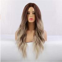 High Temperature Fiber mid-long hair & can be permed and dyed & Wavy Wig for women gradient color PC