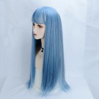 High Temperature Fiber mid-long hair Wig Can NOT perm or dye & for women blue PC
