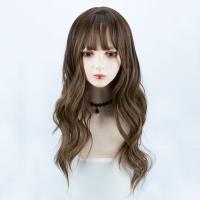 High Temperature Fiber mid-long hair & Wavy Wig Can NOT perm or dye & for women brown PC