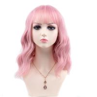 High Temperature Fiber Wavy Wig Can NOT perm or dye & for women pink PC