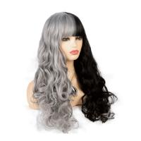 High Temperature Fiber mid-long hair & Wavy Wig Can NOT perm or dye & for women grey and black PC