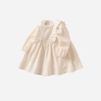 Cotton Girl One-piece Dress patchwork plaid Apricot PC