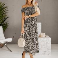 Chiffon One-piece Dress slimming & off shoulder printed PC