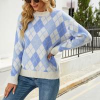 Acrylic & Nylon & Polyester Women Sweater & loose printed Argyle PC