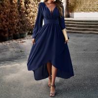 Polyester A-line & High Waist One-piece Dress Solid PC