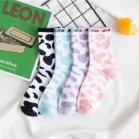 Polyester and Cotton Women Knee Socks antifriction & deodorant & sweat absorption printed : Pair